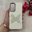 قاب گوشی Galaxy A35 سامسونگ لدر دیزاین SOFT Lether Design فانتزی سیلیکونی طرح چرمی برجسته پروانه شیری کد 104964