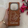 قاب گوشی Redmi Note 14 Pro 4G شیائومی لدر دیزاین SOFT Lether Design فانتزی سیلیکونی طرح چرمی برجسته Pooh قهوه ای کد 105024