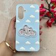 قاب گوشی Galaxy A36 / A56 سامسونگ سیلیکونی پاک کنی طرح ابری کیوت برجسته آکواریومی آبی کد 104821