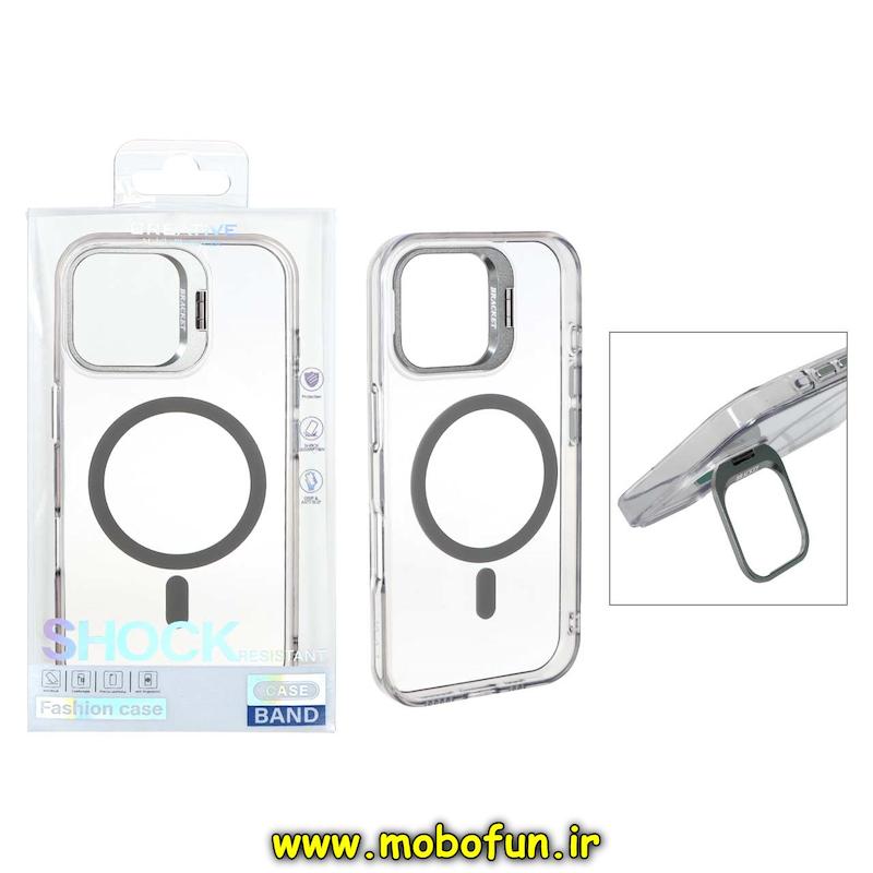 قاب گوشی iPhone 16 آیفون اورجینال متال Bracket مگ سیف دار لنز آلومینیومی خاکستری کد 94252