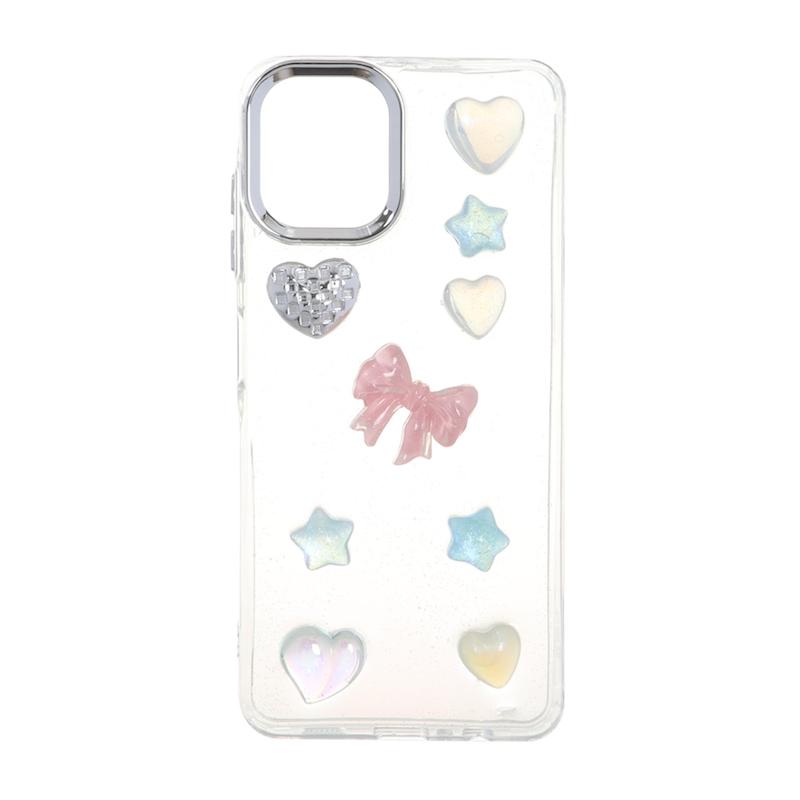 قاب گوشی Galaxy A06 سامسونگ لاکچری شفاف رزینی لنز کرومی طرح کیوت کد 105345