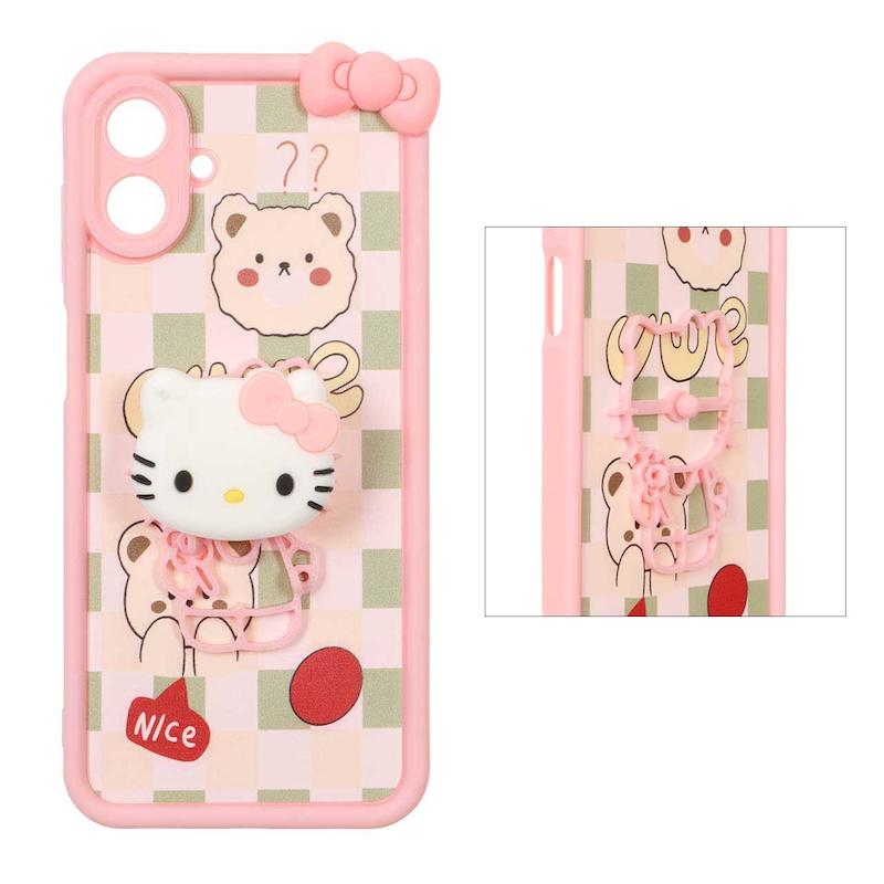 قاب گوشی Galaxy A07 سامسونگ سیلیکونی Solid عروسکی برجسته پاپ سوکت دار Kitty پاپیون دار کد 105207