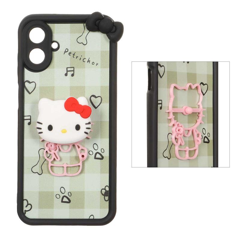 قاب گوشی Galaxy A07 سامسونگ سیلیکونی Solid عروسکی برجسته پاپ سوکت دار Kitty پاپیون دار کد 105208