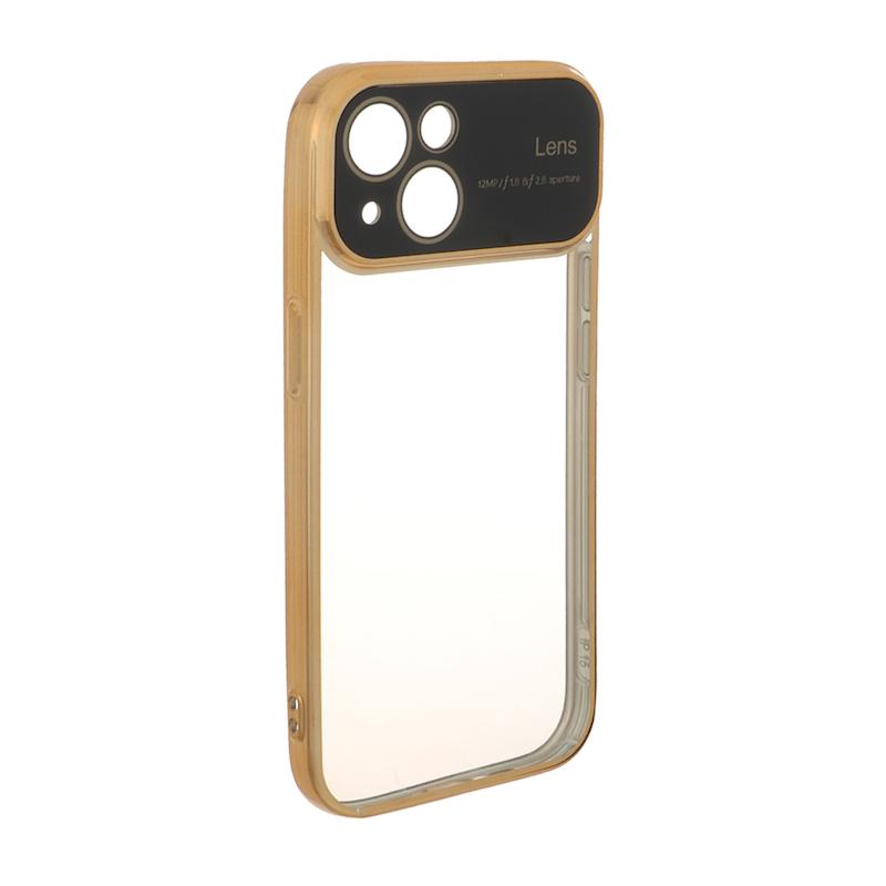 قاب گوشی iPhone 15 آیفون الکتروپلیتینگ ژله ای شفاف اورجینال Camera Lens محافظ لنز دار طلایی کد 105241