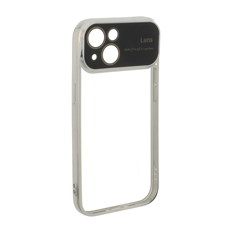 قاب گوشی iPhone 15 آیفون الکتروپلیتینگ ژله ای شفاف اورجینال Camera Lens محافظ لنز دار بژ کد 105243