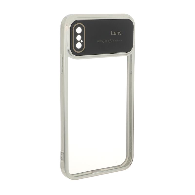 قاب گوشی iPhone X / XS آیفون الکتروپلیتینگ ژله ای شفاف اورجینال Camera Lens محافظ لنز دار بژ کد 105248