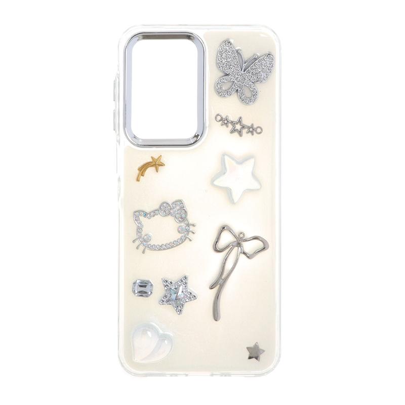 قاب گوشی Galaxy A17 / A26 سامسونگ لاکچری شفاف رزینی لنز کرومی طرح کیوت کد 105354