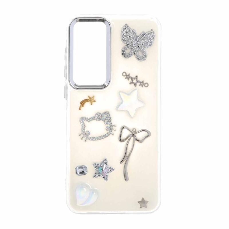 قاب گوشی Galaxy A35 / A55 سامسونگ لاکچری شفاف رزینی لنز کرومی طرح کیوت کد 105356