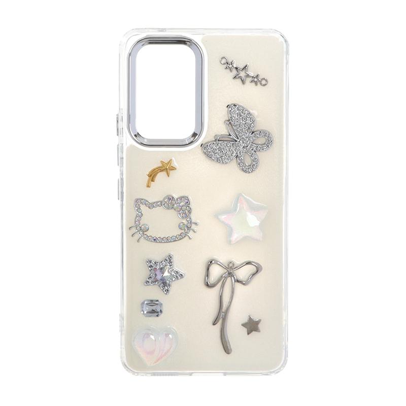 قاب گوشی Galaxy A53 سامسونگ لاکچری شفاف رزینی لنز کرومی طرح کیوت کد 105359