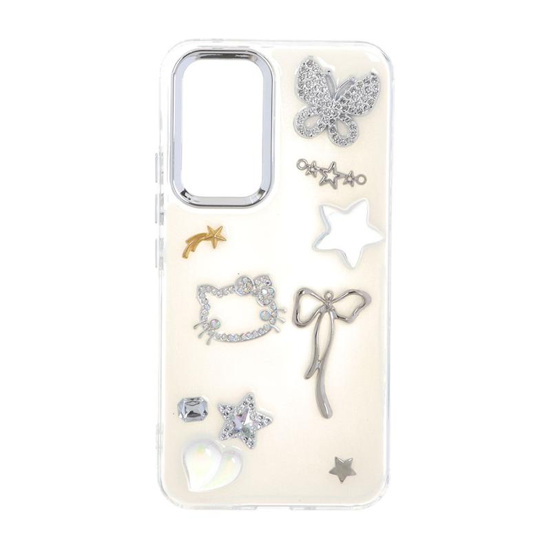 قاب گوشی Galaxy A54 سامسونگ لاکچری شفاف رزینی لنز کرومی طرح کیوت کد 105361