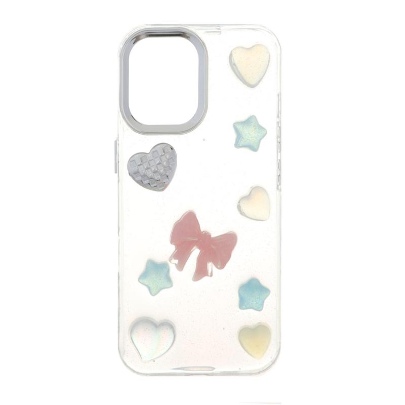 قاب گوشی iPhone 16 آیفون لاکچری شفاف رزینی لنز کرومی طرح کیوت کد 105365