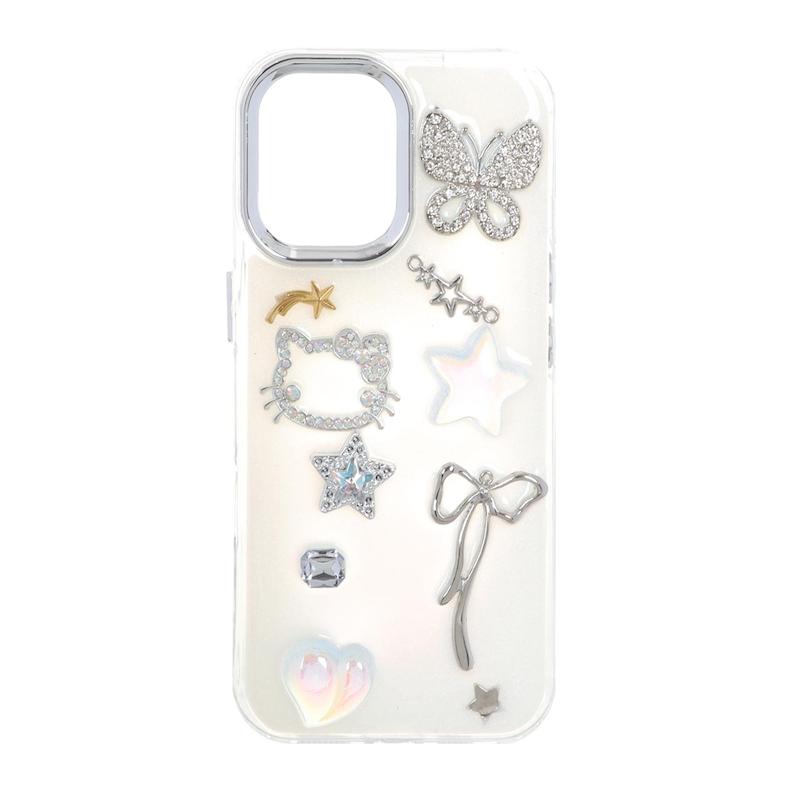 قاب گوشی iPhone 16 آیفون لاکچری شفاف رزینی لنز کرومی طرح کیوت کد 105366