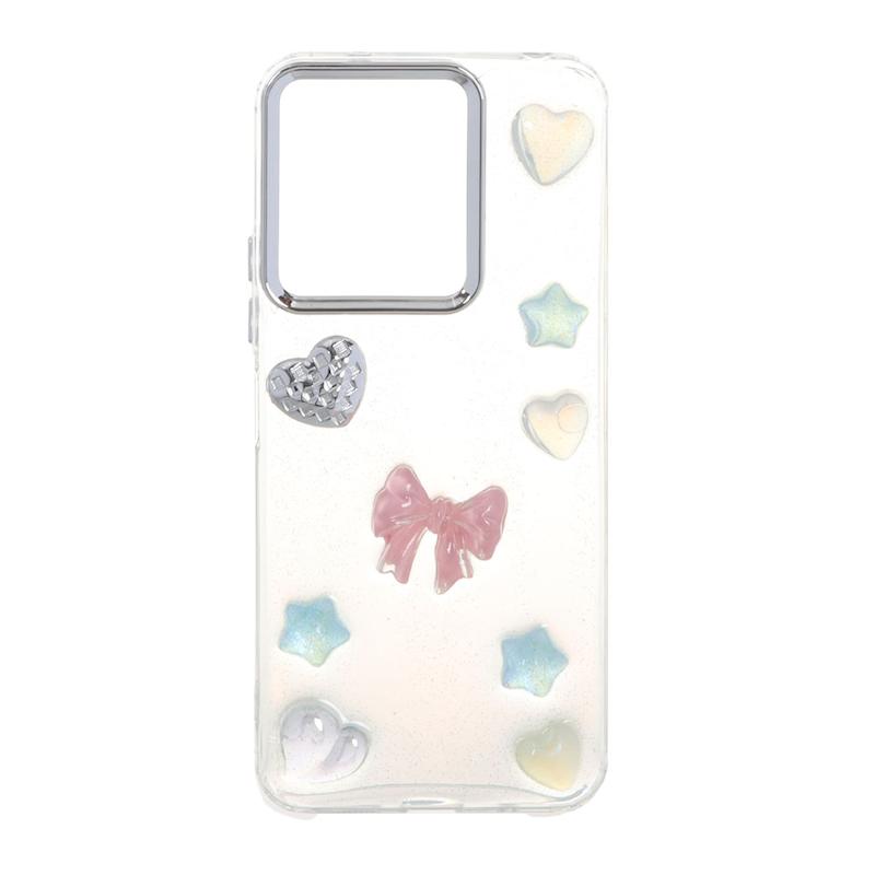 قاب گوشی Redmi 13 4G / Redmi 13 5G / Redmi 13X / Poco M6 4G شیائومی لاکچری شفاف رزینی لنز کرومی طرح کیوت کد 105369