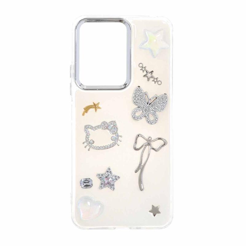 قاب گوشی Redmi 13C / Poco C65 شیائومی لاکچری شفاف رزینی لنز کرومی طرح کیوت کد 105374