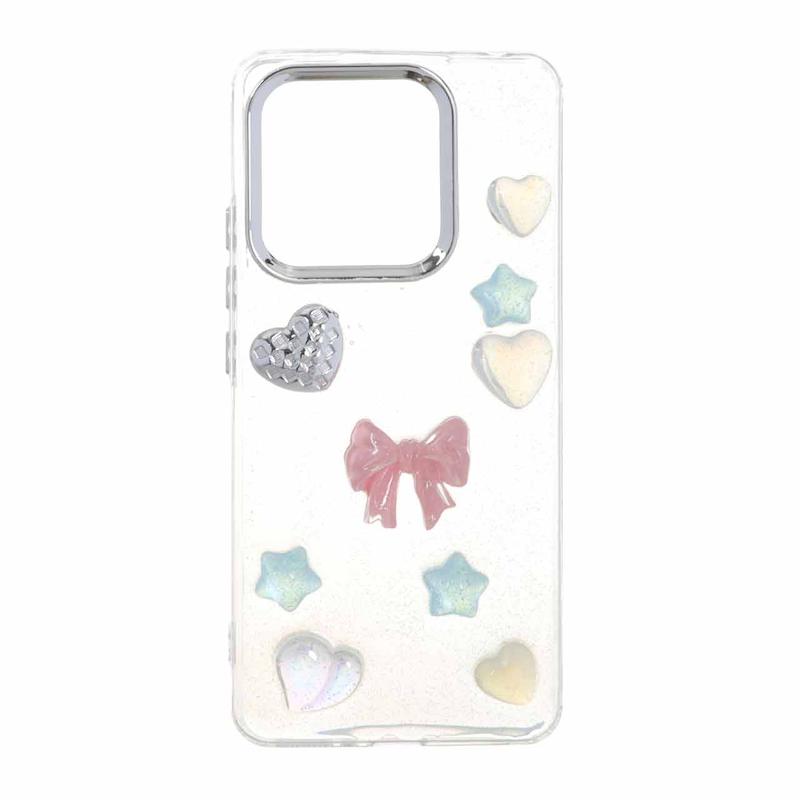 قاب گوشی Redmi Note 13 4G شیائومی لاکچری شفاف رزینی لنز کرومی طرح کیوت کد 105383