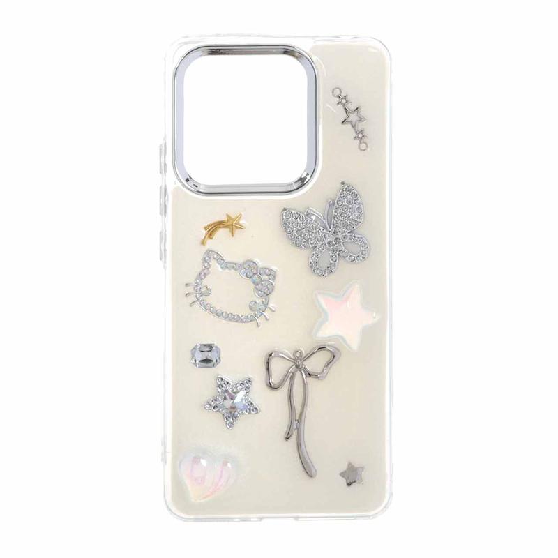 قاب گوشی Redmi Note 13 4G شیائومی لاکچری شفاف رزینی لنز کرومی طرح کیوت کد 105384