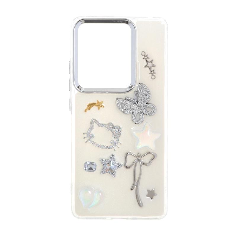 قاب گوشی Redmi Note 13 Pro 4G / Poco M6 Pro 4G / Redmi Note 14S شیائومی لاکچری شفاف رزینی لنز کرومی طرح کیوت کد 105385