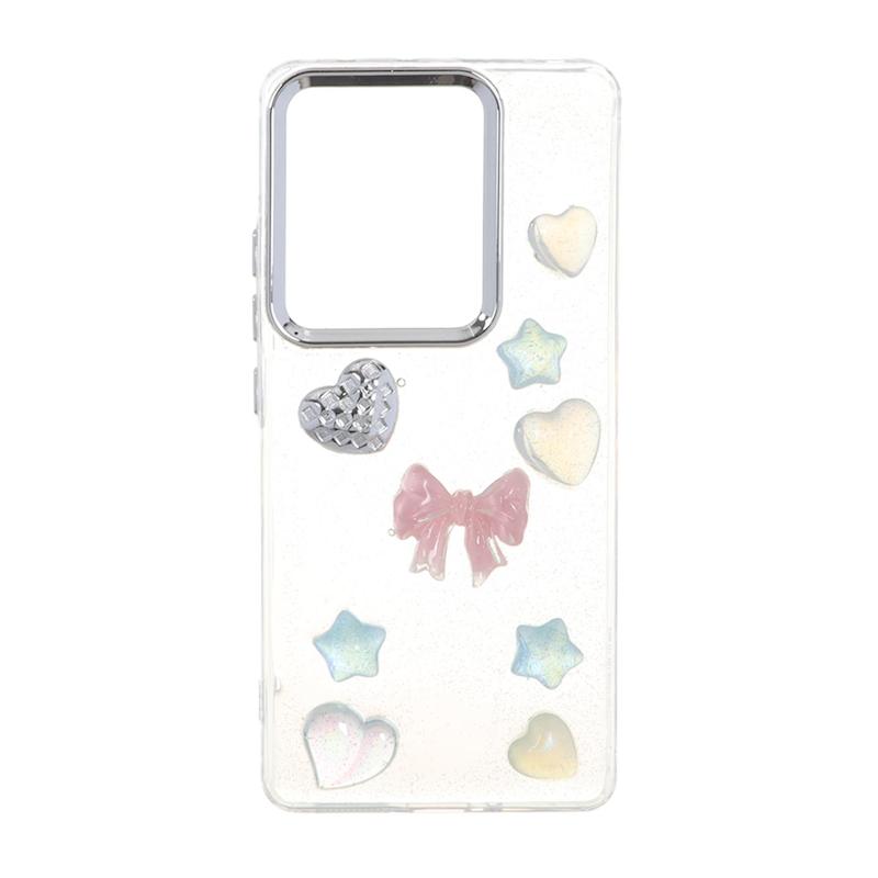 قاب گوشی Redmi Note 13 Pro 4G / Poco M6 Pro 4G / Redmi Note 14S شیائومی لاکچری شفاف رزینی لنز کرومی طرح کیوت کد 105386