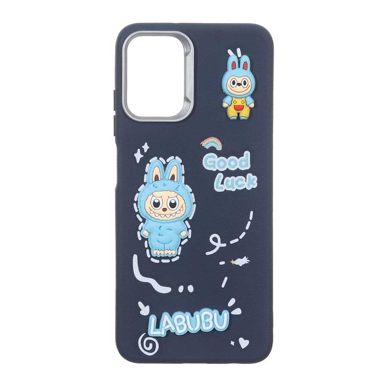 قاب گوشی Galaxy A02S / Galaxy A03S سامسونگ لدرکیس عروسکی فانتزی سیلیکونی برجسته طرح چرمی لبوبو سرمه ای کد 105488