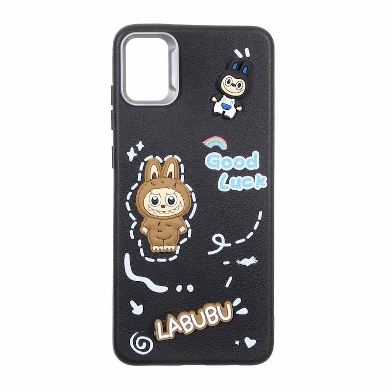 قاب گوشی Galaxy A05 سامسونگ لدرکیس عروسکی فانتزی سیلیکونی برجسته طرح چرمی لبوبو مشکی کد 105494