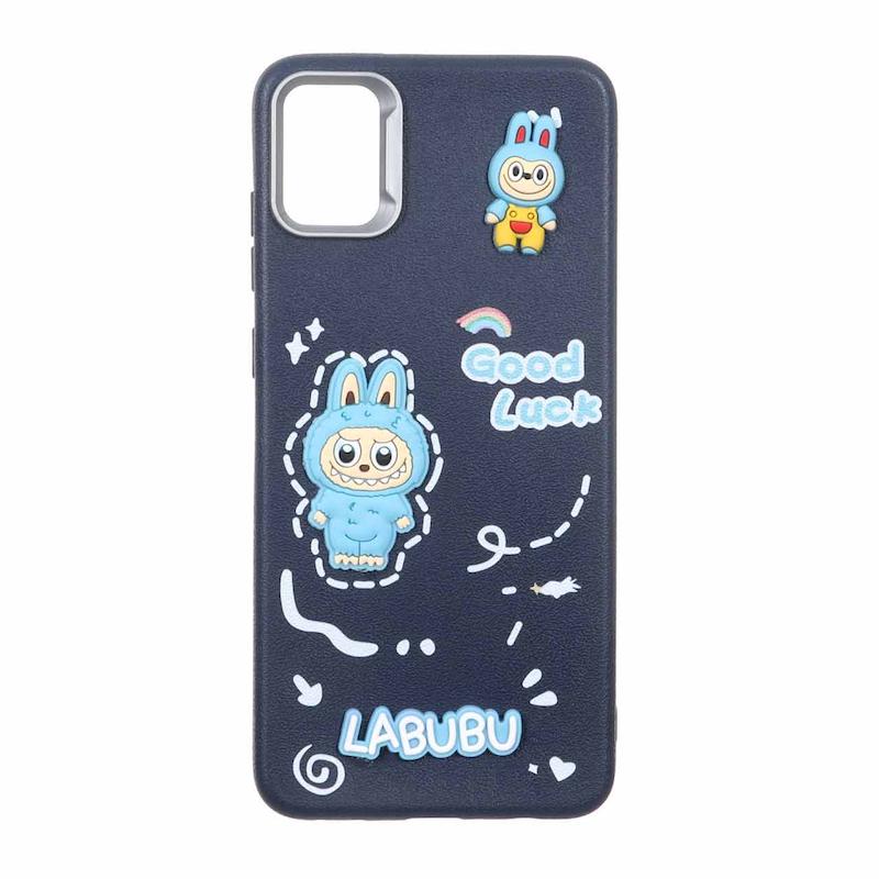 قاب گوشی Galaxy A05 سامسونگ لدرکیس عروسکی فانتزی سیلیکونی برجسته طرح چرمی لبوبو سرمه ای کد 105496