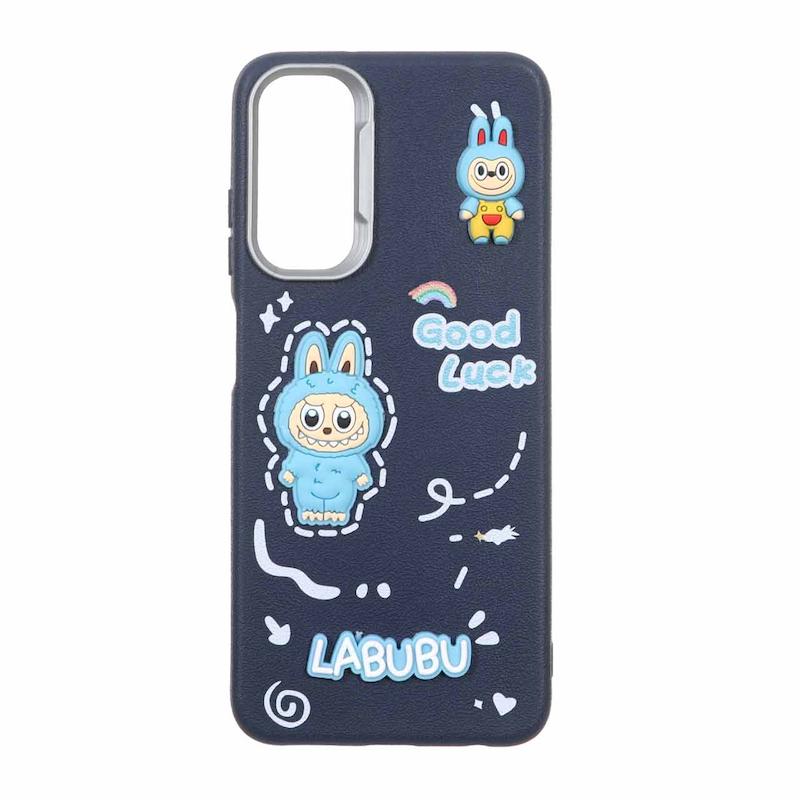 قاب گوشی Galaxy A05S سامسونگ لدرکیس عروسکی فانتزی سیلیکونی برجسته طرح چرمی لبوبو سرمه ای کد 105499