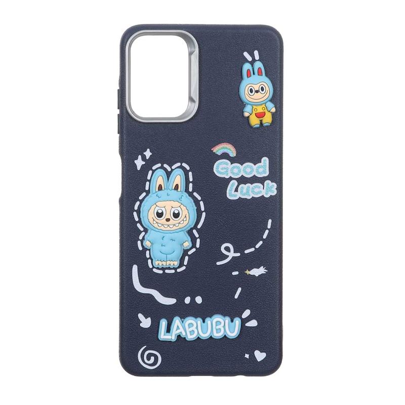 قاب گوشی Galaxy A06 سامسونگ لدرکیس عروسکی فانتزی سیلیکونی برجسته طرح چرمی لبوبو سرمه ای کد 105507