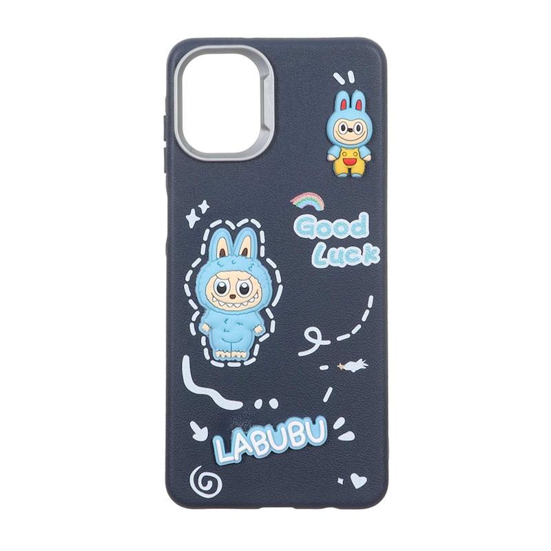 قاب گوشی Galaxy A07 سامسونگ لدرکیس عروسکی فانتزی سیلیکونی برجسته طرح چرمی لبوبو سرمه ای کد 105510