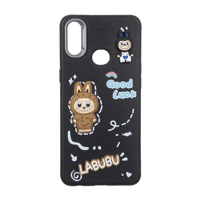 قاب گوشی Galaxy A10S سامسونگ لدرکیس عروسکی فانتزی سیلیکونی برجسته طرح چرمی لبوبو مشکی کد 105517
