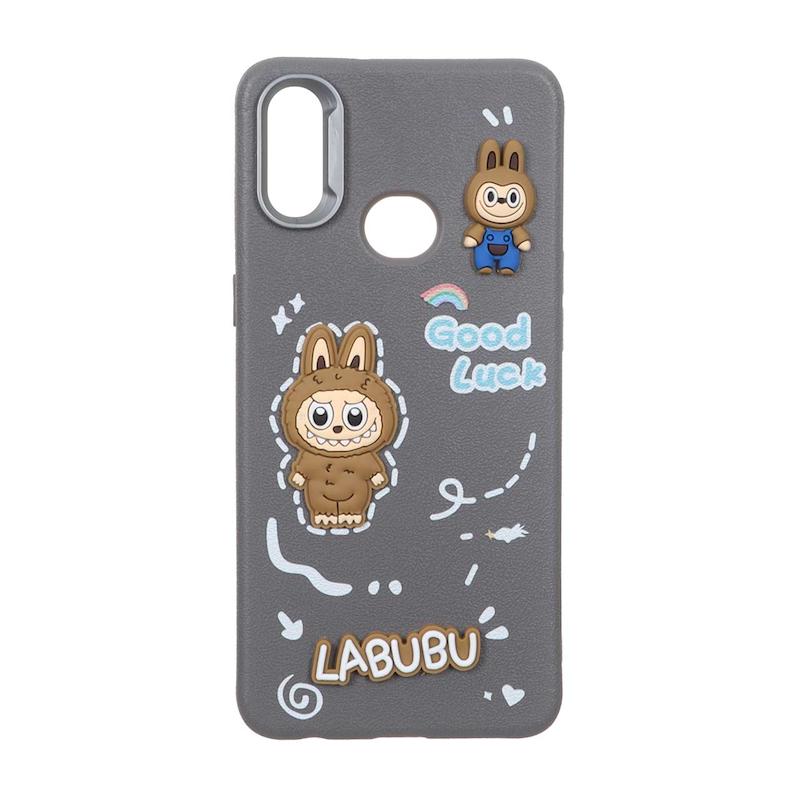 قاب گوشی Galaxy A10S سامسونگ لدرکیس عروسکی فانتزی سیلیکونی برجسته طرح چرمی لبوبو طوسی کد 105518