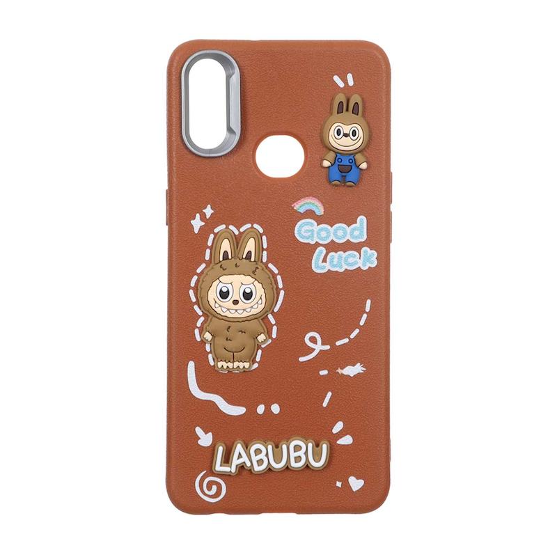 قاب گوشی Galaxy A10S سامسونگ لدرکیس عروسکی فانتزی سیلیکونی برجسته طرح چرمی لبوبو قهوه ای کد 105520
