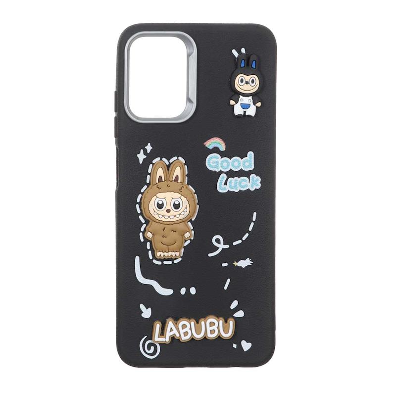 قاب گوشی Galaxy A12 / M12 سامسونگ لدرکیس عروسکی فانتزی سیلیکونی برجسته طرح چرمی لبوبو مشکی کد 105527