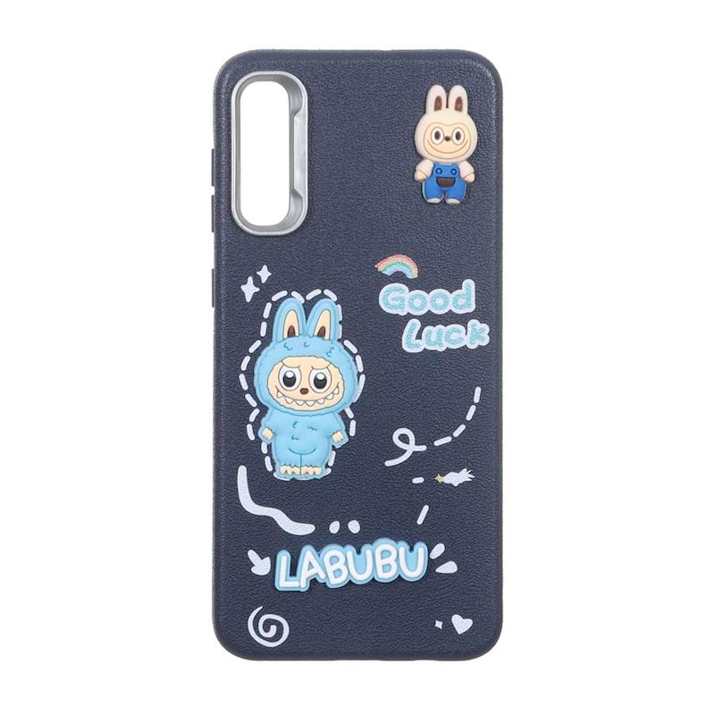 قاب گوشی Galaxy A30S / Galaxy A50S / Galaxy A50 سامسونگ لدرکیس عروسکی فانتزی سیلیکونی برجسته طرح چرمی لبوبو سرمه ای کد 105568