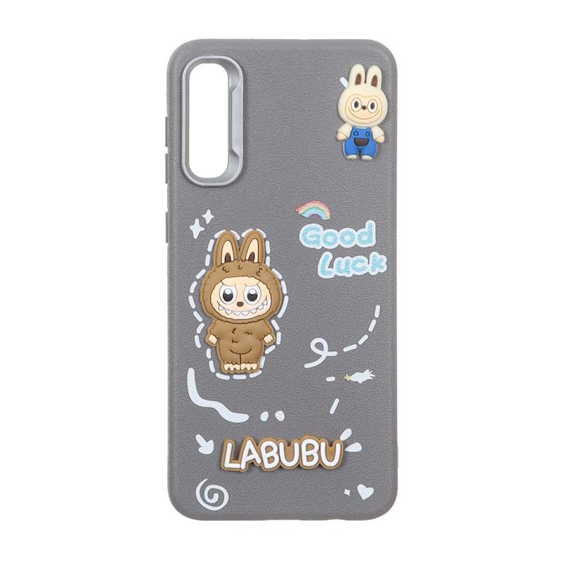 قاب گوشی Galaxy A30S / Galaxy A50S / Galaxy A50 سامسونگ لدرکیس عروسکی فانتزی سیلیکونی برجسته طرح چرمی لبوبو طوسی کد 105570