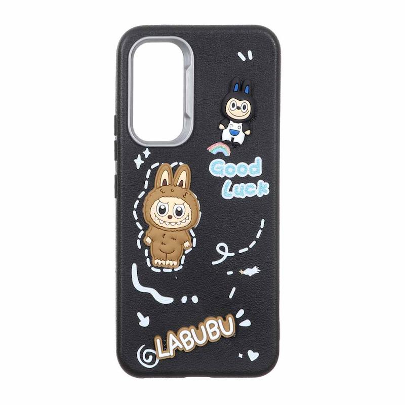 قاب گوشی Galaxy A54 سامسونگ لدرکیس عروسکی فانتزی سیلیکونی برجسته طرح چرمی لبوبو مشکی کد 105585
