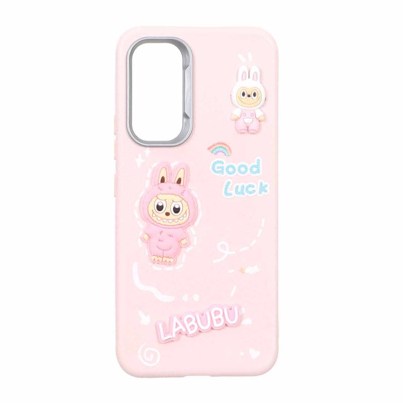 قاب گوشی Galaxy A54 سامسونگ لدرکیس عروسکی فانتزی سیلیکونی برجسته طرح چرمی لبوبو صورتی کد 105587