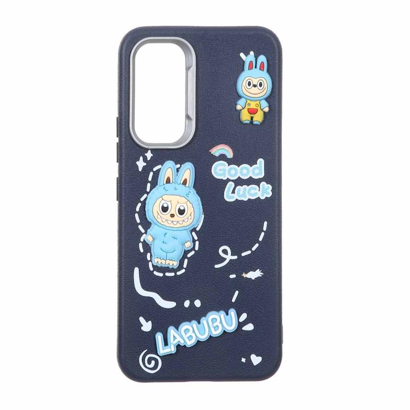 قاب گوشی Galaxy A54 سامسونگ لدرکیس عروسکی فانتزی سیلیکونی برجسته طرح چرمی لبوبو سرمه ای کد 105588