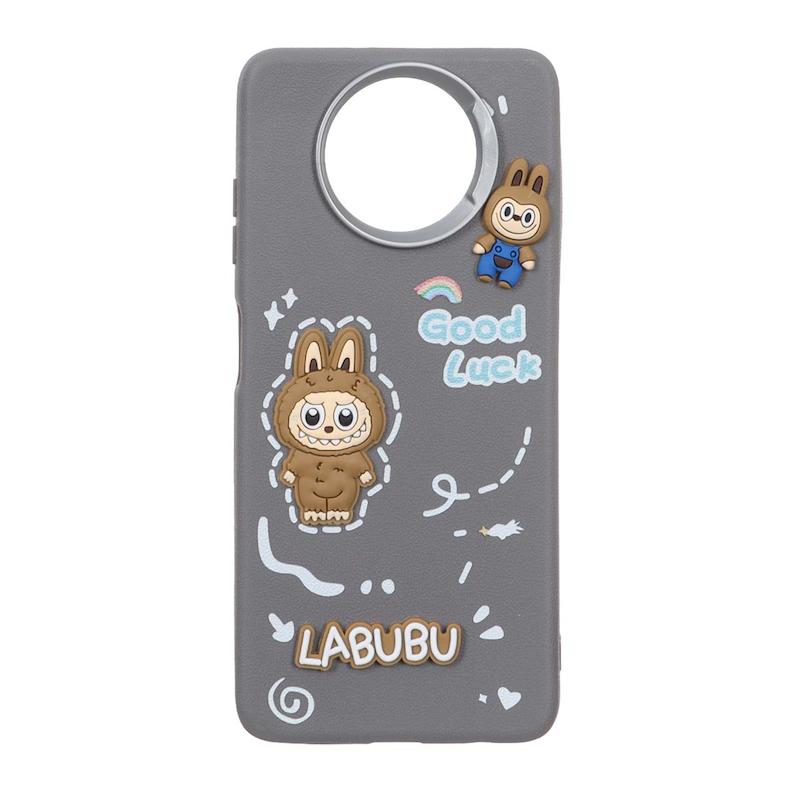 قاب گوشی Poco X3 NFC / Poco X3 Pro شیائومی لدرکیس عروسکی فانتزی سیلیکونی برجسته طرح چرمی لبوبو طوسی کد 105612