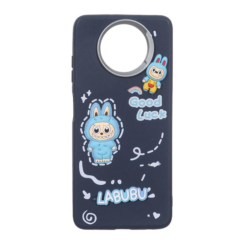 قاب گوشی Poco X3 NFC / Poco X3 Pro شیائومی لدرکیس عروسکی فانتزی سیلیکونی برجسته طرح چرمی لبوبو سرمه ای کد 105613