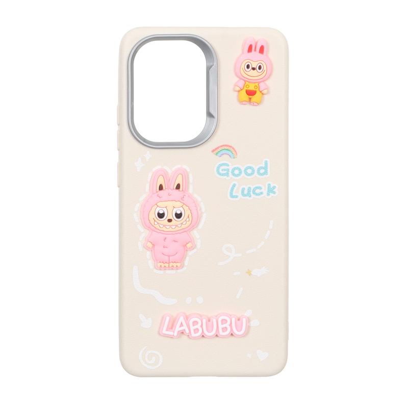 قاب گوشی Poco X7 Pro شیائومی لدرکیس عروسکی فانتزی سیلیکونی برجسته طرح چرمی لبوبو کرم کد 105621