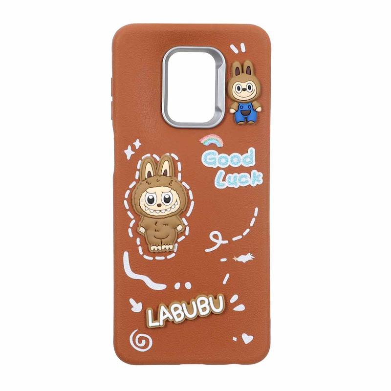 قاب گوشی Redmi Note 9S / Redmi Note 9 Pro شیائومی لدرکیس عروسکی فانتزی سیلیکونی برجسته طرح چرمی لبوبو قهوه ای کد 105639