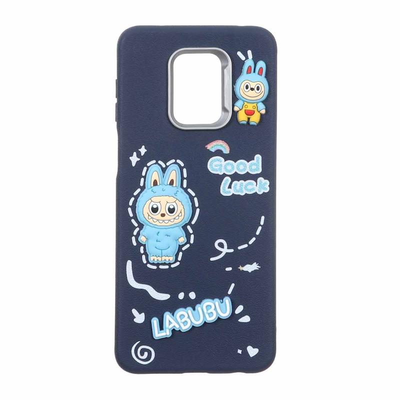 قاب گوشی Redmi Note 9S / Redmi Note 9 Pro شیائومی لدرکیس عروسکی فانتزی سیلیکونی برجسته طرح چرمی لبوبو سرمه ای کد 105640