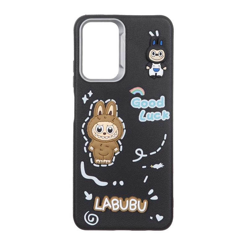 قاب گوشی Redmi Note 10S / Redmi Note 10 4G / Poco M5S شیائومی لدرکیس عروسکی فانتزی سیلیکونی برجسته طرح چرمی لبوبو مشکی کد 105645