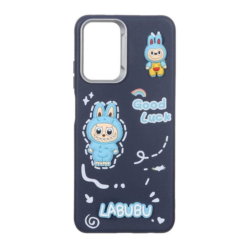 قاب گوشی Redmi Note 10S / Redmi Note 10 4G / Poco M5S شیائومی لدرکیس عروسکی فانتزی سیلیکونی برجسته طرح چرمی لبوبو سرمه ای کد 105649