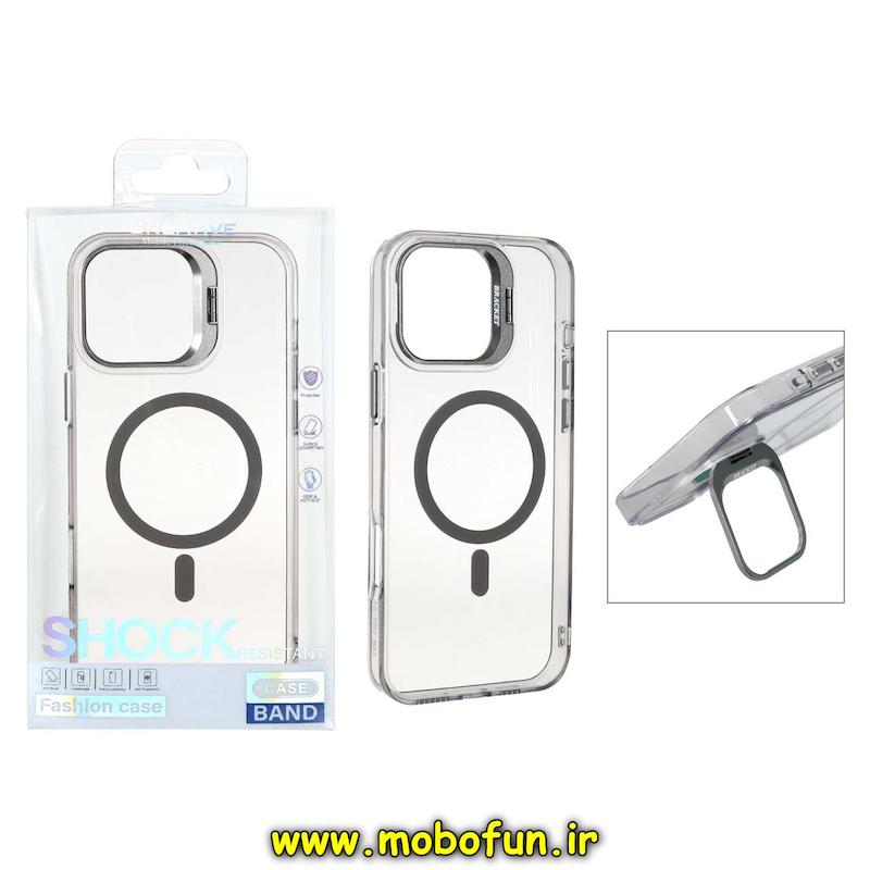 قاب گوشی iPhone 16 Pro Max آیفون اورجینال متال Bracket مگ سیف دار لنز آلومینیومی خاکستری کد 94292