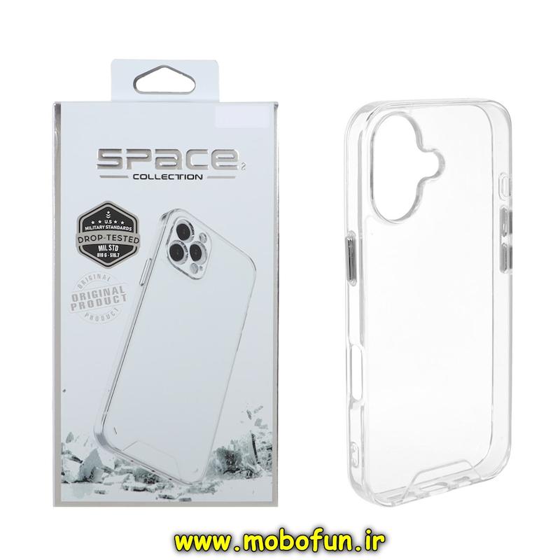 قاب گوشی iPhone 17 آیفون اورجینال Space طرح طلقی شیشه ای شفاف دکمه کرومی کد 94310
