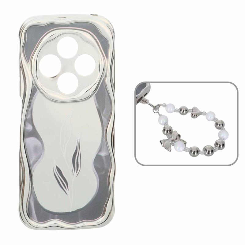 قاب گوشی Redmi 14C / Poco C75 / Redmi A4 شیائومی بالشتی محافظ لنز دار کرومی دستبندی لاکچری کد 105437