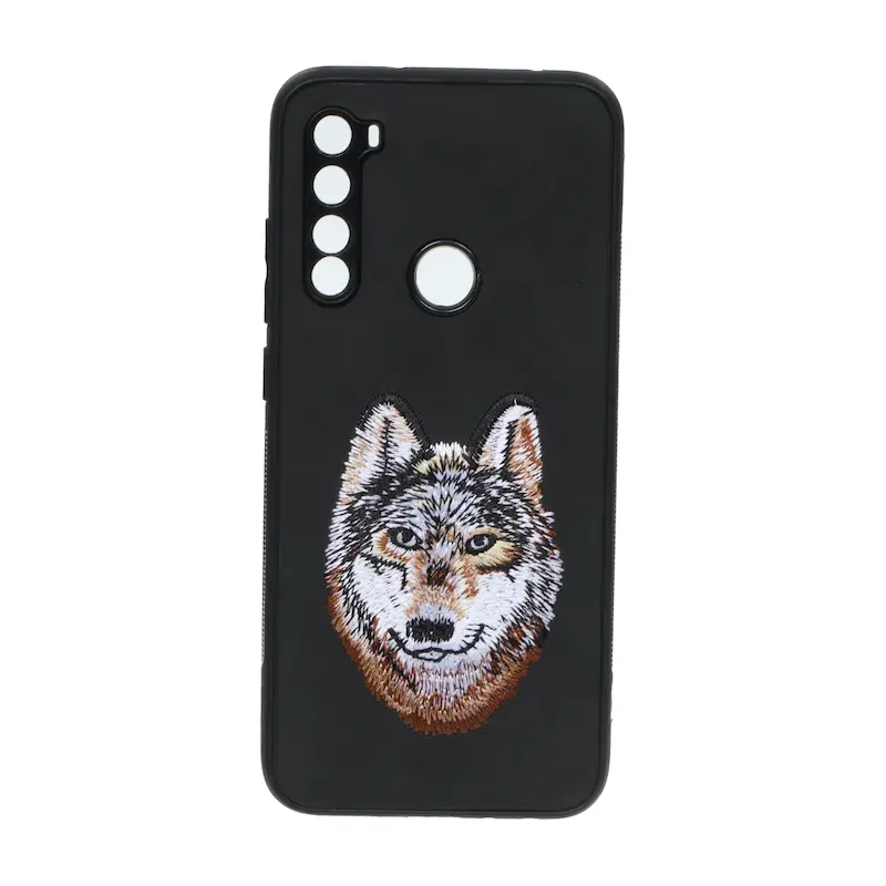 قاب گوشی Redmi Note 8 / Redmi Note 8 2021 شیائومی گلدوزی جیر محافظ لنزدار طرح گرگ مشکی کد 105471