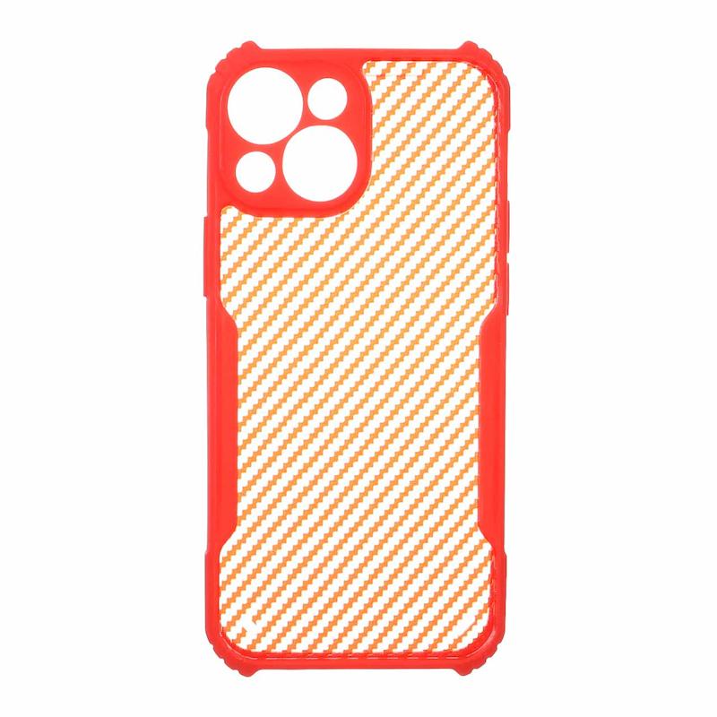 قاب گوشی iPhone 13 Mini آیفون نیوزون هاشور ایربگ دار محافظ لنزدار قرمز کد 105733