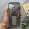 قاب گوشی iPhone 16 آیفون اورجینال ضد ضربه مات هولدر دار مگ سیف دار خاکستری کد 106615